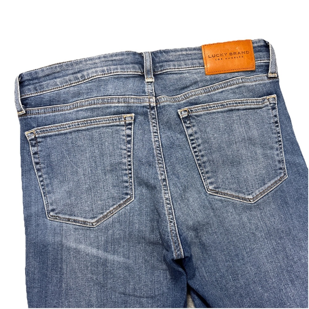 Lucky‎ Brand Jeans Womens 4/27 Mid Rise Super Skinny Ava Blue Denim Raw Hem